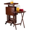 Pemberly Row 6-Piece Transitional Solid Wood Snack Table Set in