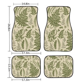 TVMDIZEE Botanical Fern Plant Car Floor Mats 4Pcs Vintage Floral Set with Plants Herbs Flowers and Leaves Floor Mats for Cars Custom Front Rear Vehicle Rugs Universal Auto Accessories for Trucks