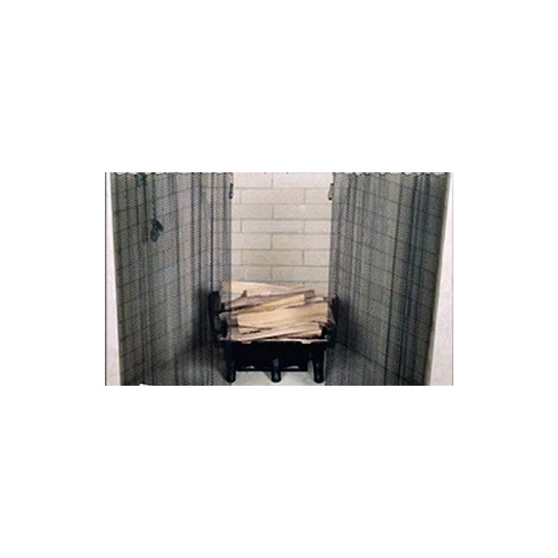 Fireplace Replacement Black Hanging Mesh Curtain Screens Two (2) Panels