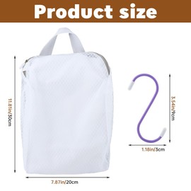 3pcs Hanging Laundry Bags with S Hooks, Washing Machine Mesh Bags, Delicate Opening Zippered Laundry Net Bag for Socks Underwear Baby Clothes Toys(COLOR:white)