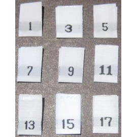 Sean Label 250 PCS WHITE WOVEN CLOTHING SEWING LABEL SIZE TAGS - 1 3 5 7 9 11 13 15 17
