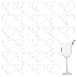 FINGERINSPIRE 60 Pcs Acrylic Drink Tags Heart Shape Party Drink Tag 2x1.8 inch Clear Acrylic Drink Marker Champagne Glass Marker Tag Acrylic Wine Glass Charms for Bar Wedding Wine Tasting Party