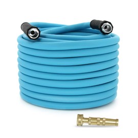 100FT RV Water Hose,5/8” Drinking Water Hose Lead-free, 3/4" Solid Aluminum Fittings-No Leak,Garden hose Extender/Hose Reel Connector with Adjustable Twist Hose Nozzle For RV/Trailer/Camping/Truck