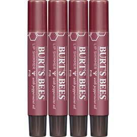Burt's Bees Burt's Bees Shimmer Lip Tint Valentines Day Gifts, Tinted Lip Balm Stick, Moisturizing for All Day Hydration with Natural Glowy Pigmented Finish & Buildable Color, Fig (4 Pack)