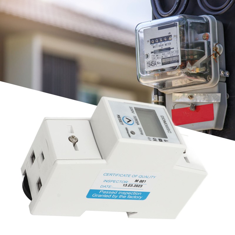 Single Phase Energy Meter LCD Display DIN Rail 2P Total
