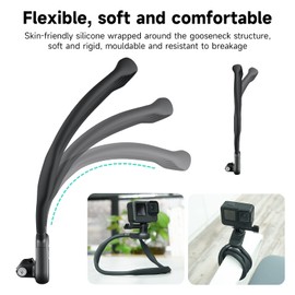 TELESIN SE Neck Mount Flexible POV Holder for GoPro Hero 12/11/10/9/8/7/6/5/Max/Mini, DJI OSMO Action, Insta360, Multi-Angle Recording, Skin-friendly, Easy Plug and Play, Accessories