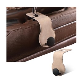KHGUZ Car Seat Headrest Hook, Suede Vehicle Seatback Headrest Storage Organizer Hanger for Hanging Handbags Purses Umbrellas, Auto Interior Accessories Universal for SUV, Truck, RV（Beige）