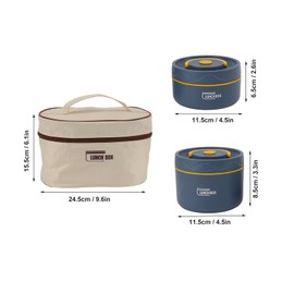 Lonchera Térmica de Acero Inoxidable, Caja de Comida Impermeable con Tapa Hermética, Apilable para Trabajo Picnic Incluye Bolsa Portátil