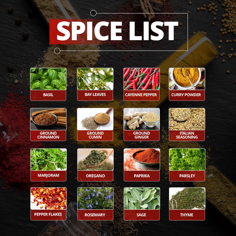 Orii 16-Jar Rotating Spice Rack with Spices Included – Pre-Filled