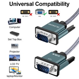SLDXIAN VGA to VGA Cable, VGA Male to VGA Male 15-Pin Full HD 1080P for Computer, Monitor, TV, Projector (1M)