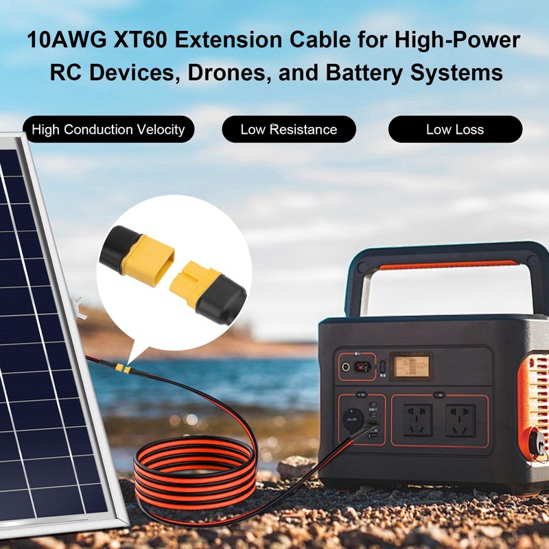 XT60 Extension Cable 40FT, 10AWG Tinned Copper Wire with XT60