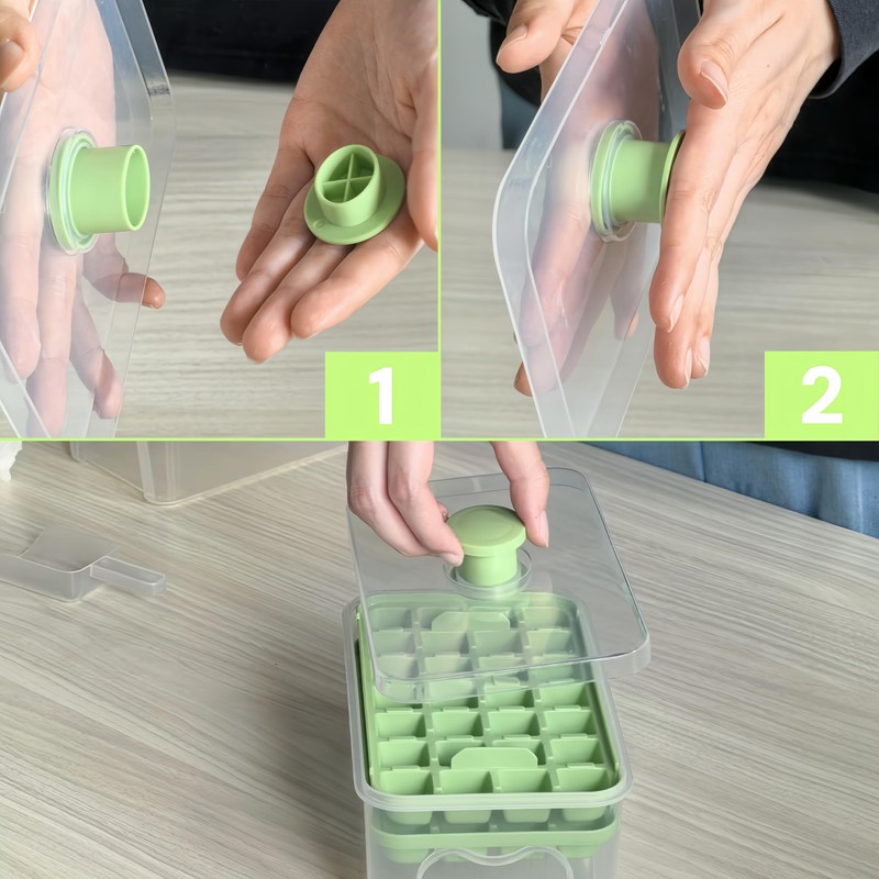 Ice Cube Tray with Lid and Bin, 56 Pcs Ice