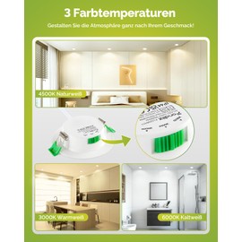 Fondiiz 6 LED Recessed Spotlights 230 V 68 mm, 4 W 570 LM LED Spotlights, Warm White, Neutral White, Cool White, Ceiling Spotlights, Flat White, IP44 Spotlights, Ceiling Light for Bathroom, Kitchen