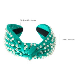 Green Headbands for Women Embellished Beaded - Fashion Wide Top Knot Hair Bands 26709