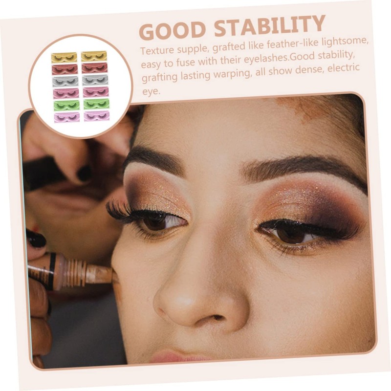 FRCOLOR Dense Eyelashes Extension Tool 12 Pairs False Eyelashes Set