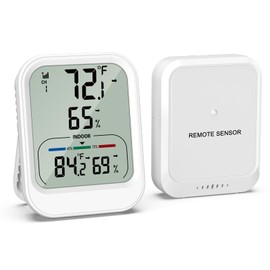 KeeKit Indoor Outdoor Thermometer, Temperature Humidity Monitor with Wireless Sensor, 3in LCD Screen, Digital Hygrometer Gauge with ℃/℉ Switch for Home, Office, Bedroom, Baby Room