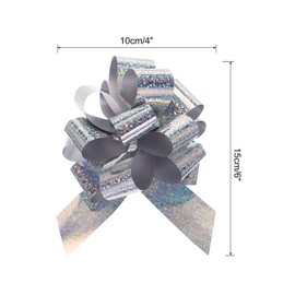 MECCANIXITY 10pcs 4 Inch Metallic Large Big Pull Bow Glitter Gift Wrapping Bows Ribbon for Wedding Car Baskets Presents Christmas Bow, Silver