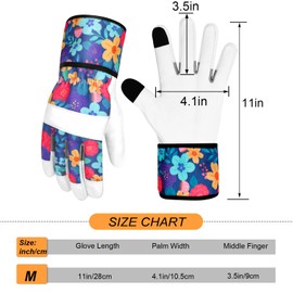 MERTURN Leather Gardening Gloves for Women Garden Gloves Thorn Proof Touch Screen Design Heavy Duty Working Yard Gloves for Planting, Digging, Pruning, Color C