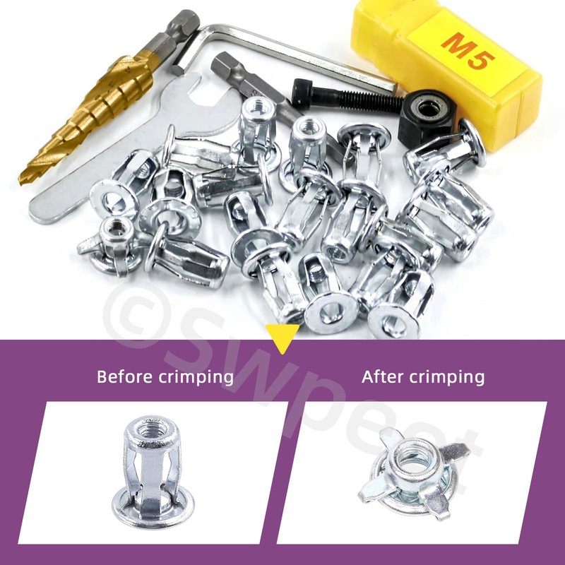 Swpeet 25Pcs M5 Jack Nuts and M5 Hand Rivet Nut