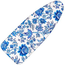 Ironing Board Cover and Pad 18x49 Inch Standard Ironing Board Cover with Elastic Edge and Hook and Loop Fasteners Scorch and Stain Resistant Cotton Ironing Covers with Thick Padding (Celadon-Blue)