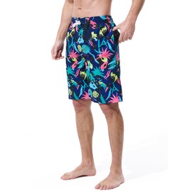 UIQUR Mens Swim Trunks Board Shorts Swim Shorts Quick Dry 9 Inch Beach Swimwear Underwater World M