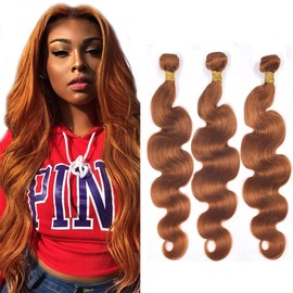 Color 30 Human Hair Bundles Brown Body Wave Bundles Human Light Brown Bundles 18 20 22 Inch Healthy And Soft 3 Bundles Hair Weave Unprocessed Brazilian Remy Hair Light Brown Body Wave Bundles