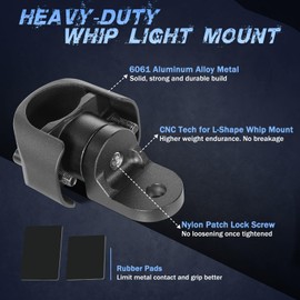 UTV Whip Light Mount, Heavy-Duty Whip Flag Mount 360° Adjustable Light Bar Mounting Bracket for Off-Road/Motorcycle Accessories, 1.5'' to 2'' Roll Bar Cage Clamp Holder for RZR Can Am Talon ATV Truck