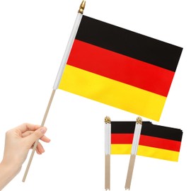LoveVC 12Pcs 8×12 Inch Germany Flags Small German Flag on Wood Stick Mini Handheld Flags Decorations