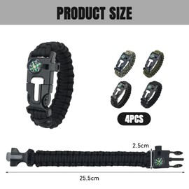 Generisch Survival Bracelet, Multifunctional Survival Bracelet, Buckle, Compass, Lifeguard Whistle, Wild Camping Equipment Kit, Wildness Emergency Survival Kit for Camping, Outdoor Travel, Hiking