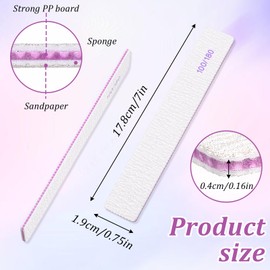 150 Pcs Nail Files 100/180 Grit Double Sides Professional Reusable Emery Board Nail Files for Acrylic Manicure Tools Suit for Home Salon
