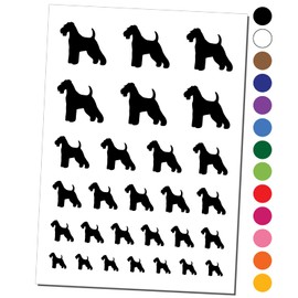 Welsh Terrier Dog Solid Temporary Tattoo Water Resistant Fake Body Art Set Collection - Black (One Sheet)