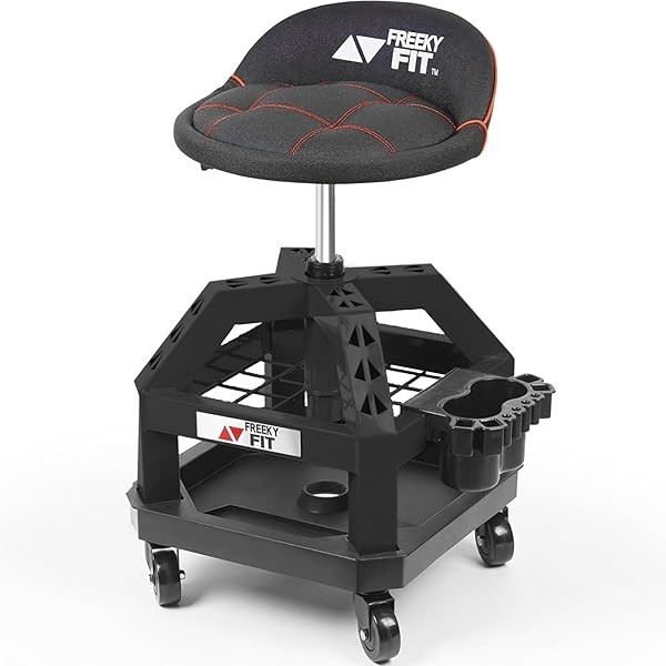 Rolling Shop Stool for Garage with Casters, DO02-Adjustable Height 360°
