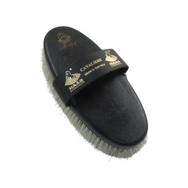 Body brush for horses -Cavaliere- with horse hair longer bristle edge by Haas for Markgraf