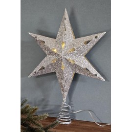 Christmas Tree Topper 35 cm Tree Topper Christmas Metal Glitter LED Star B-Ware (Silver)