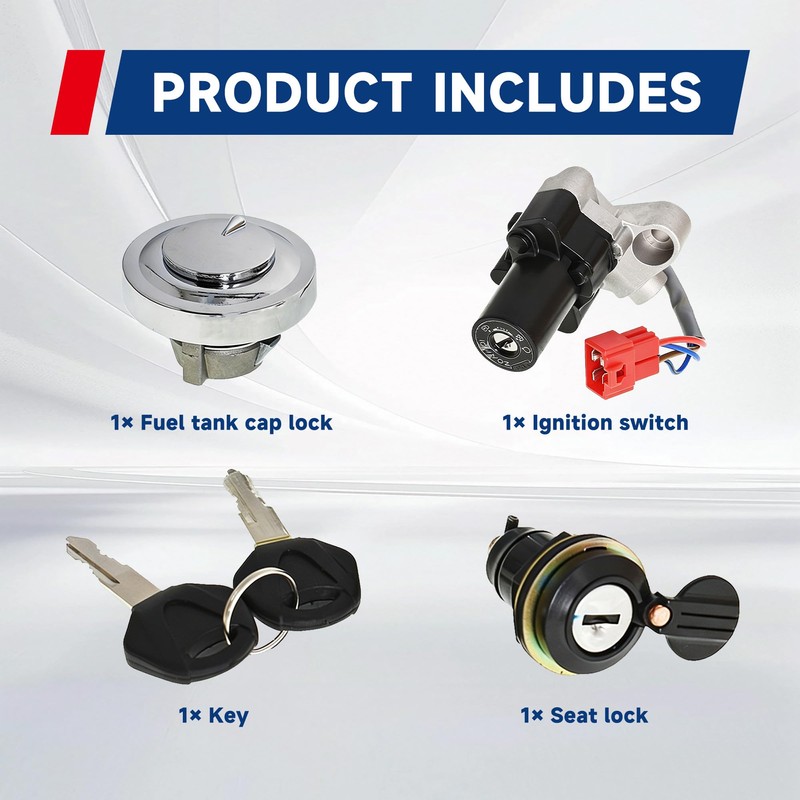 waltyotur Ignition Switch Seat Gas Cap Cover Lock Key 4pcs
