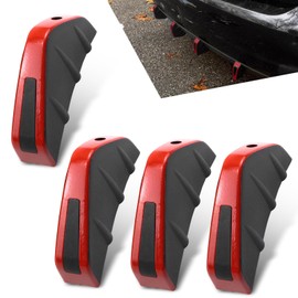 icykale 4 PCS Car Lower Bumper Lip Diffuser, Waterproof Vehicle Rear Splitter Lip Wing, Universal Anti-Crash Durable Automotive Spoiler Fin Protector Decoration for Car SUV Truck (Red)