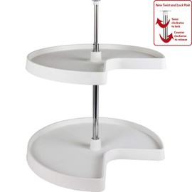 24" Diameter Kidney Plastic Lazy Susan Set with Twist and Lock Pole