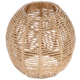 Happyyami Woven Lampshade Retro Rattan Woven Basket Ceiling Pendant Lamp Cover Vintage Chandelier Lampshade for Dining Room Living Room in Khaki 14 x 15 cm