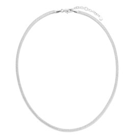 KRKC&CO Women's Snake Chain, 3 mm/5 mm Flat Franco Chain Made of Stainless Steel in Silver Gold, Necklace Choker Collar, Length Adjustable 41-51 cm, Christmas Gifts for Women Girls, Stainless Steel