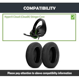 HTINDUSTRY Earpads Replacement Cushion Compatible with HyperX Cloud (CloudX) Stinger Core Wireless / 7.1 Gaming Headset Ear pads with Breathable Fabric/High Density Foam