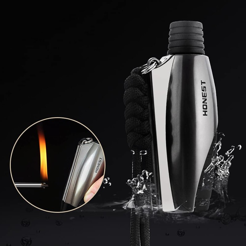 Match Lighter Refillable Outdoor Camping Igniter Gadget with Lanyard Waterproof