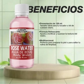 Agua De Rosas Prettan Xiii Tónico Cuidado Facial 126 Ml