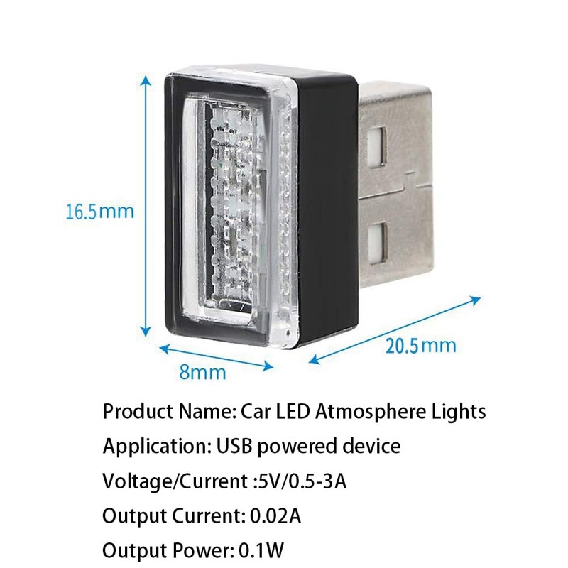 6 Pcs Mini USB Light, USB Atmosphere Light, Car USB