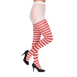 Fancy Dress Striped Tights - One Size, red/white