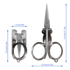 Ouyatoyu 12pcs Stainless Steel Folding Pocket Portable Foldable Mini Travel Scissors Small Scissors Paper Thread Snips Craft Cutter Pointy Sewing Yarn Cutter, Fold Up Scissors