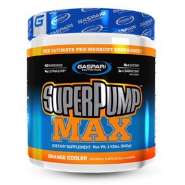 Gaspari Nutrition SuperPump MAX, The Ultimate Pre Workout Powder, Sustained Energy Preworkout, Nitric Oxide Booster, Muscle Growth, Recovery & Replenishes Electrolytes (40 Serving, Orange Cooler)