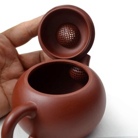 Teapot Chinese Zisha Clay Red Pot Dahongpao Xishi for Loose Gongfu Tea (M Red SQ)