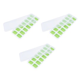 Ice Molds, Ice Trays for Freezer 3 Pack, Easy to Release Reusable Silicone molds, Chocolate Molds with Removable Lid for Cocktail, Coffee, Soda, Whisky, Dishwasher Safe(3Pcs,Green)