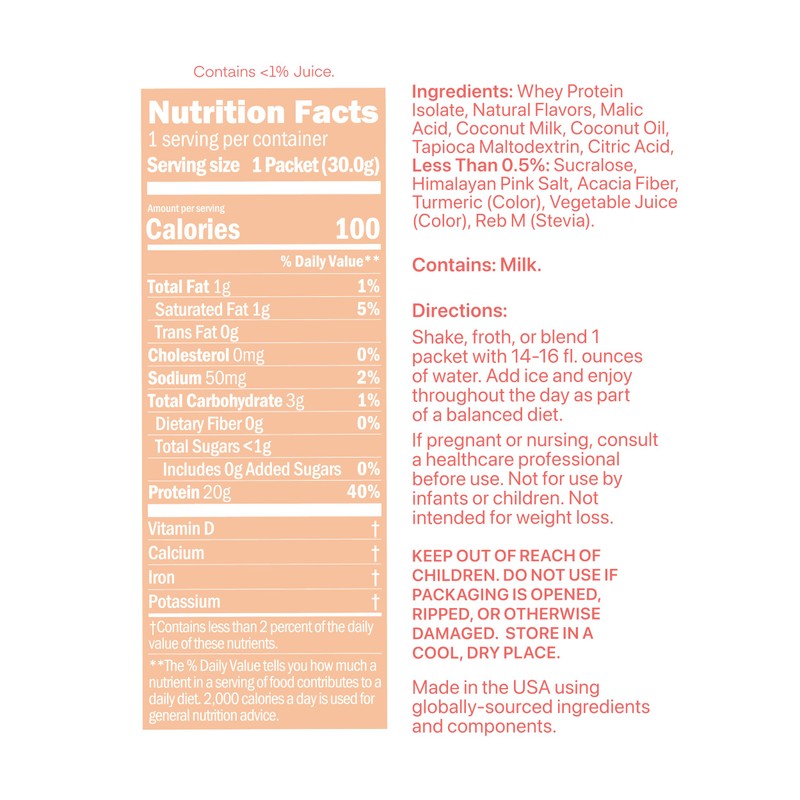 Oath Nutrition Clear Whey Isolate Protein Powder, Peaches & Cream,
