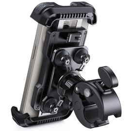 Lamicall Motorcycle Phone Mount Holder - [Dual Vibration Dampener] [Upgrade Handlebar Clip] Motorcycle Cell Phone Holder, Bike Phone Mount, Fit iPhone 16/15/14/13 Pro Max, 4.7-6.7" Phones, Black